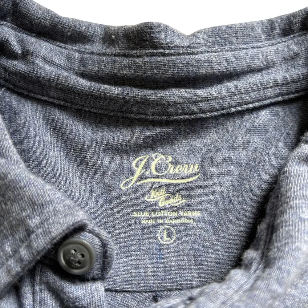 J. Crew Knit Goods Slub Cotton Yarns Casual Button Down Polo Men’s Large Blue